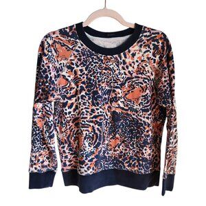 Mother Sweatshirt Blue Multi Small The Square Cub Club Leopard Print Women's